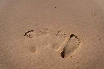 Fototapeta na wymiar Fußabdrücke im Sand 3. Footprint in sand