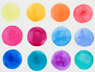 Multicolored watercolor hand painted circles.