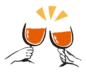 illustration of two glasses and hands