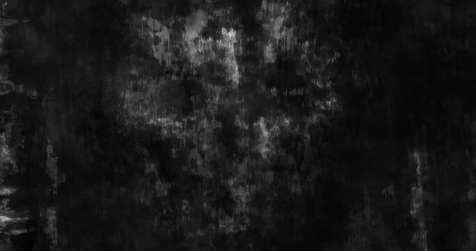 Scary animation of skull face with flicker and noise effects. Dark theme movie. Black and white horror video for Halloween. Motion graphics for music clips and VJ loops.