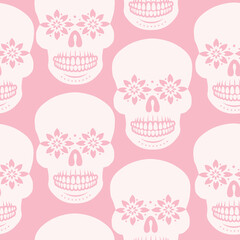 Sugar skulls, day of the dead seamless pattern. Repetitive vector illustration.