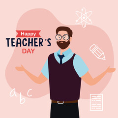 man teacher design, Happy teachers day celebration and education theme Vector illustration