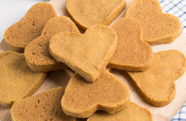 Dietary gluten free cornmeal cookies on a light background. Copy space. Gluten free food.