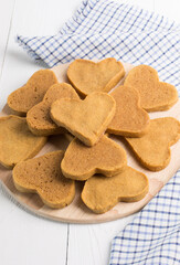 Dietary gluten free cornmeal cookies on a light background. Copy space. Gluten free food.