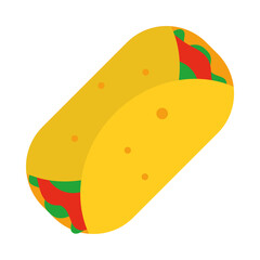 mexican wrap icon, flat style
