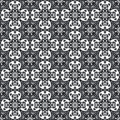 Seamless white background with black pattern in baroque style. Vector retro illustration. Islam, Arabic, Indian, ottoman motifs. Perfect for printing on fabric or paper.