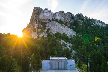 mount Rushmore natonal memorial  at sunset.
