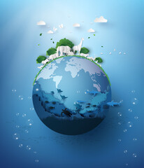 Wildlife and Ocean Harmony on Earth Globe