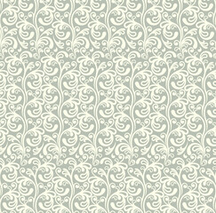 Seamless brown background with light pattern in baroque style. Vector retro illustration. Ideal for printing on fabric or paper for wallpapers, textile, wrapping. 