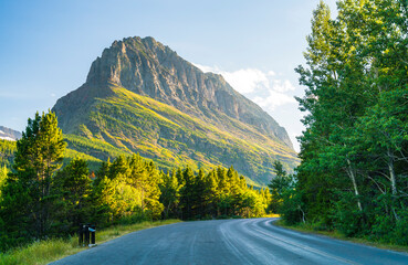 beautiful landscape at Swiftcurrent Lake  when sunrise in Many Glacier area ,Montana's Glacier National Park,Montana,usa.