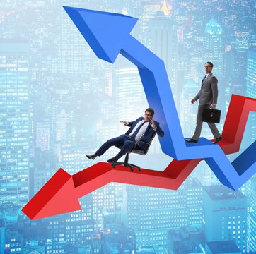 Growth and decline concept with businessmen