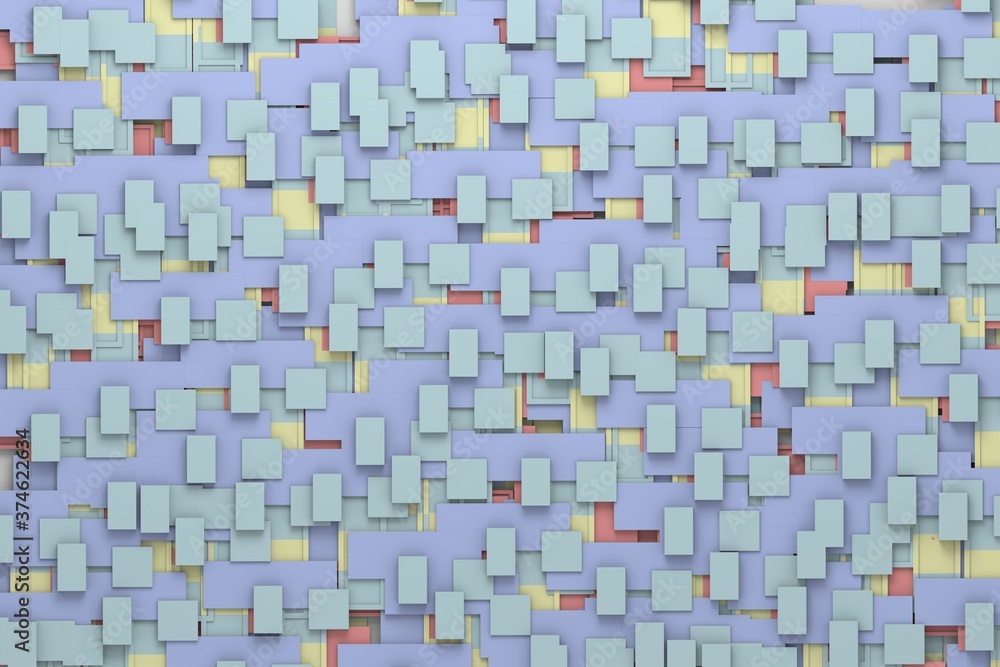 Poster 3d modern wall block patterns creative background.3d illustration and rendering.