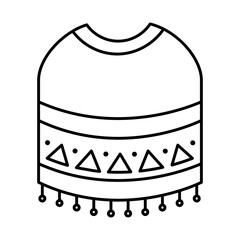 mexican poncho icon, line style