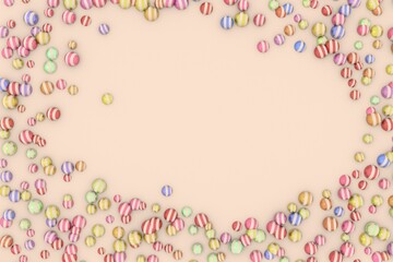 Pile of candy glass balls colorful background.