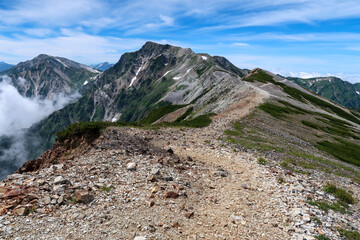 日本の百名山の白馬岳の登山道