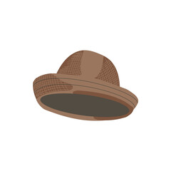 Summer panama hat. Straw hat, natural material headwear, seasonal accessory garment cartoon vector illustration isolated on white background