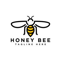 abstract outline honey bee logo design
