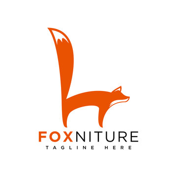 furniture logo, fox and chair logo design 