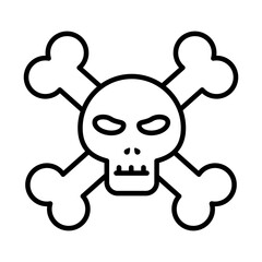 skull with bones line style icon vector design