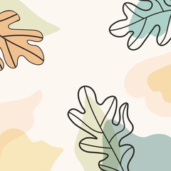 Autumn decorative background, postcard, invitation with autumn doodles oak leaves.
Vector design.