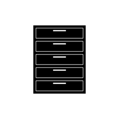 Black line icon for Chest, drawers and furniture.Flat design