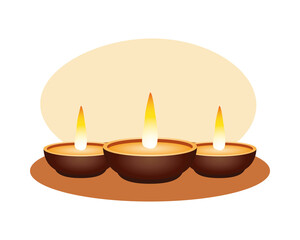 Isolated diwali candles vector design