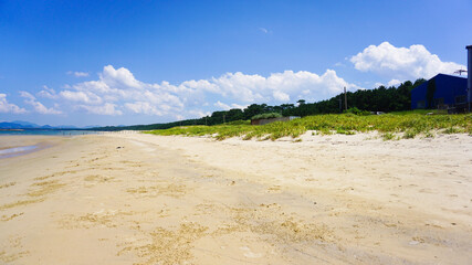 夏の海水浴場の風景
