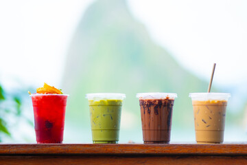 glass of cola with ice and mint