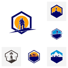 Set of Climber logo design vector template. Outdoor activity logo symbol