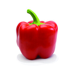 Red bell pepper isolated on white background, bell pepper, vegetables, healthy food, spices. 3D effect, vector illustration. EPS10