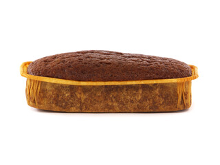 Ready made brown cake isolated on white background