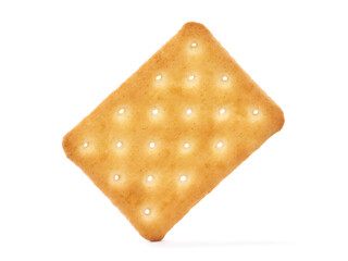 Single cracker or biscuit isolated on white