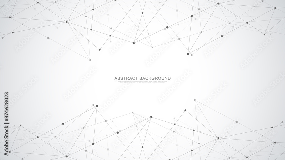 Poster abstract polygonal background with connecting dots and lines. global network connection, digital tec