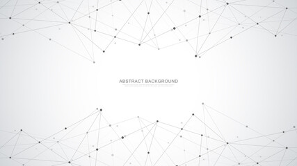 Abstract polygonal background with connecting dots and lines. Global network connection, digital technology and communication concept.