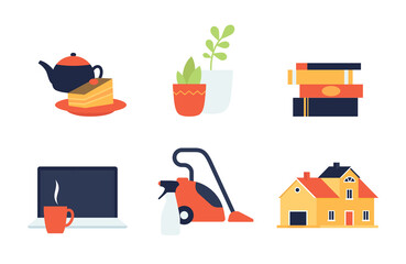 home things icons vector flat design