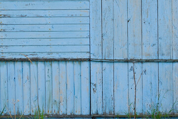 Old blue wooden fence
