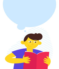 reading boy character, contemporary design