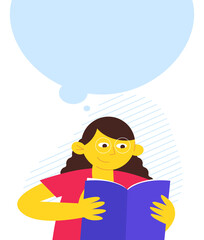 reading girl character, contemporary design