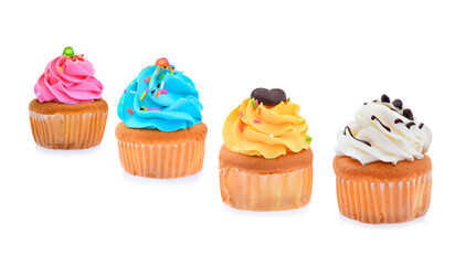 mini tasty cupcake isolated on white background