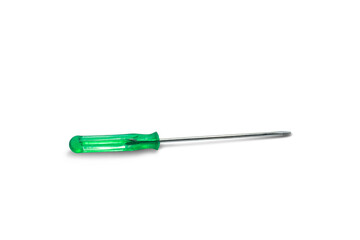 Screwdriver handle green on a white background,with clipping path