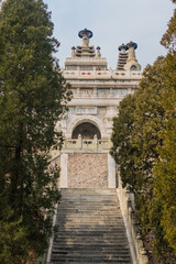 Fototapeta na wymiar Temple of Azure Clouds (Biyun Temple), Chinese Buddhist temple in Fragrant Hills Park (Xiangshan Park) in Western Hills in Beijing, China