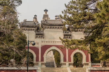 Fototapeta premium Temple of Azure Clouds (Biyun Temple), Chinese Buddhist temple in Fragrant Hills Park (Xiangshan Park) in Western Hills in Beijing, China