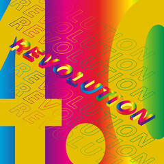 Typography design Revolution 4.0. for application on shirt and other clothes, for sticker, card, poster. Vector illustration.