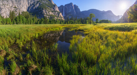 Fototapeta premium yosemite falls from yosemite valley, california, usa