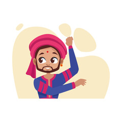 diwali man cartoon with traditional cloth dancing vector design