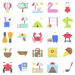 Summer vacation related icon set 2, flat style