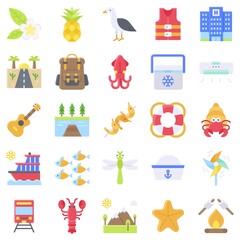 Summer vacation related icon set 5, flat style