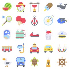 Summer vacation related icon set 6, flat style