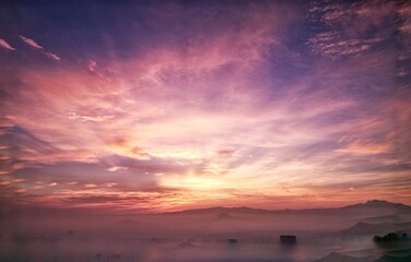 sunset over the city