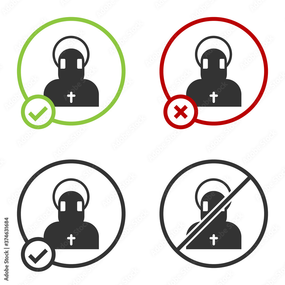 Poster black monk icon isolated on white background. circle button. vector.